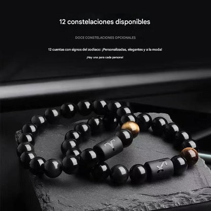 🔥【Kup 1, a 1 dostaniesz gratis】💖Ręcznie robione bransoletki dla par, dwanaście wzorów konstelacji, matowy czarny agat