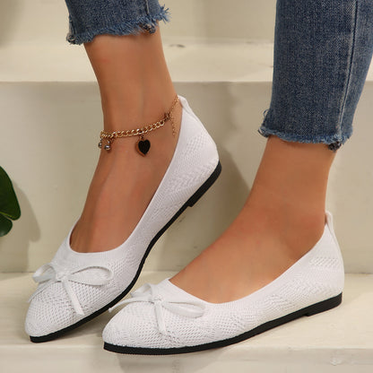 💖【36-43】Elegantne pletene balerinke za žene, ukrašene mašnom