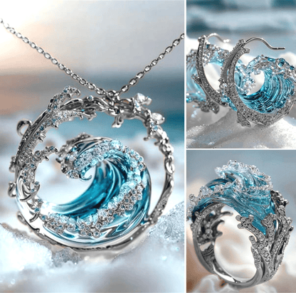 🔥Gorąca wyprzedaż🔥💎Wykwintny zestaw biżuterii z elementem oceanu (naszyjnik/kolczyki/pierścionek)