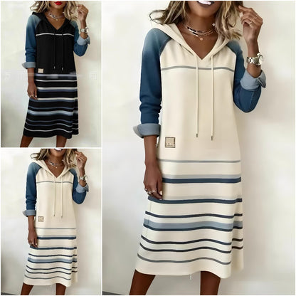 🔥💖Nova 2025. godina dugačka traper haljina s kapuljačom u kontrastnim bojama