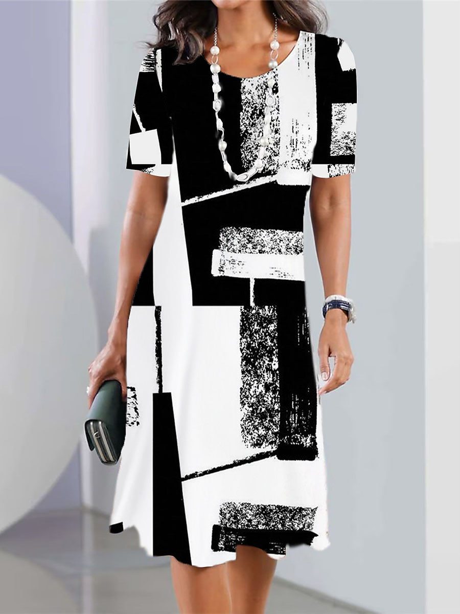 ✨👗【XS-5XL】2025 nova plus size ženska haljina s printom i okruglim izrezom, ležerna i prozračna.