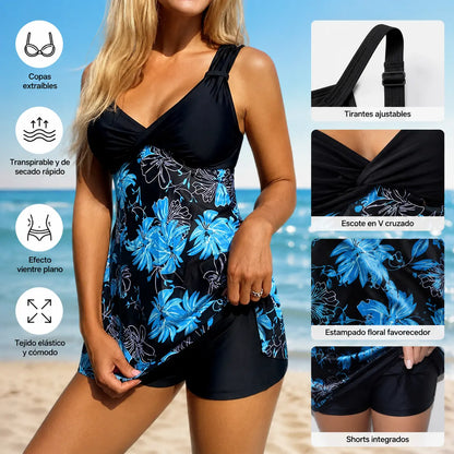 🏖️🌴【S-5XL】Conjunto de traje de baño estampado 2026 para vacaciones en la playa, elegante y que estiliza la figura.
