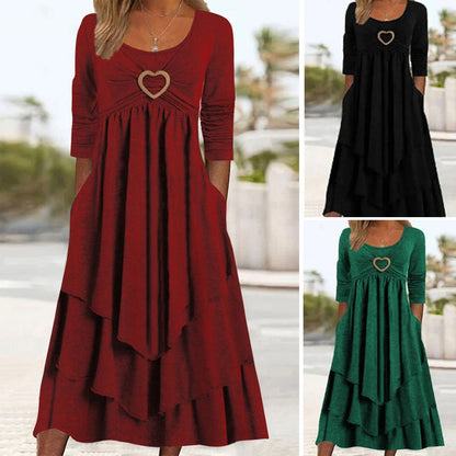【S-3XL】Vruća rasprodaja, nova haljina , jednobojna, ležerna, ljubavna dekoracija do struka