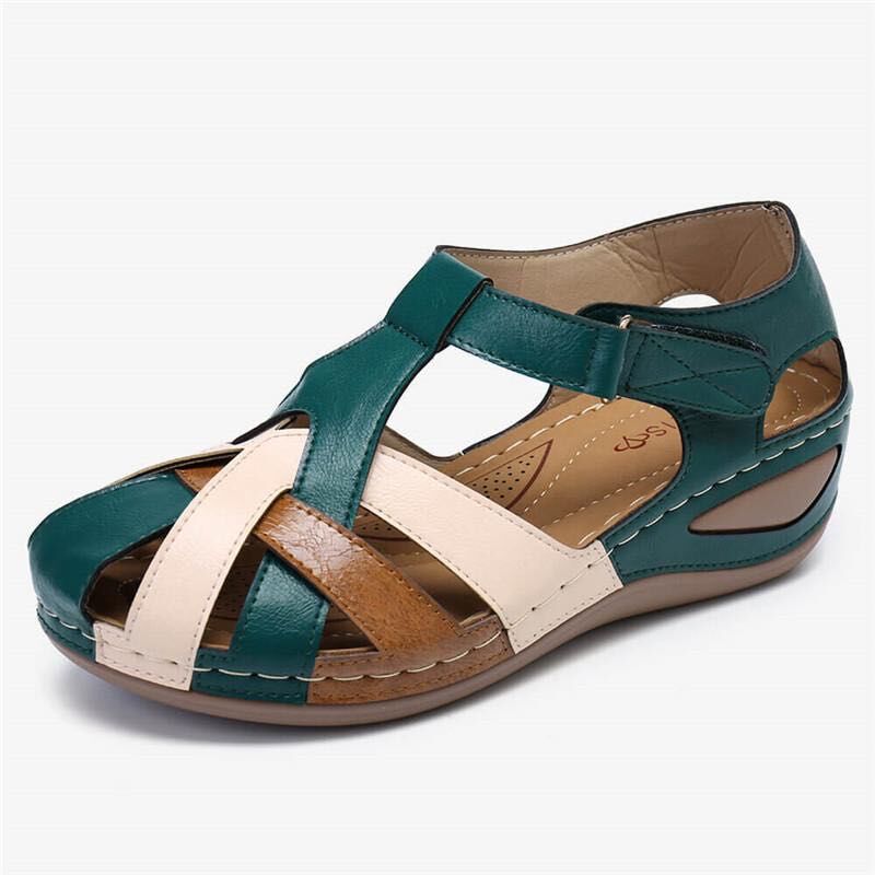 💖[35-43] Sandalias de verano para mujer, hechas de piel suave, suela gruesa, cierre de velcro hueco