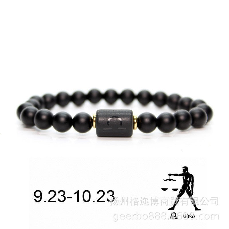 🔥【Kup 1, a 1 dostaniesz gratis】💖Ręcznie robione bransoletki dla par, dwanaście wzorów konstelacji, matowy czarny agat