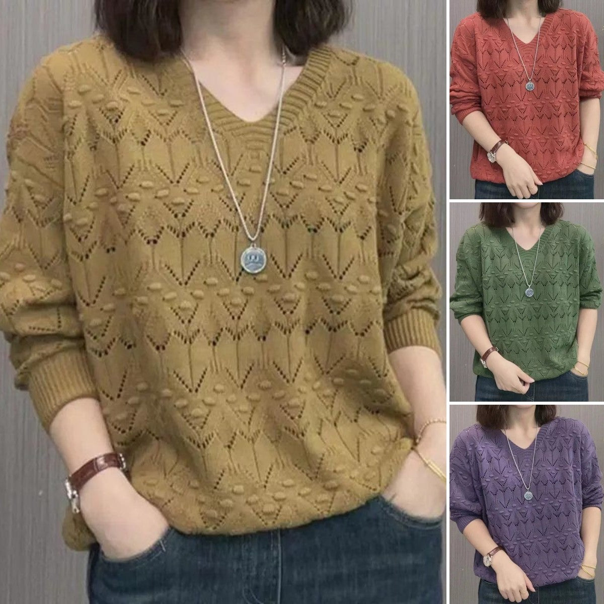 🔥👚【M-3XL】2025 nowy damski sweter z długim rękawem na jesień i zimę