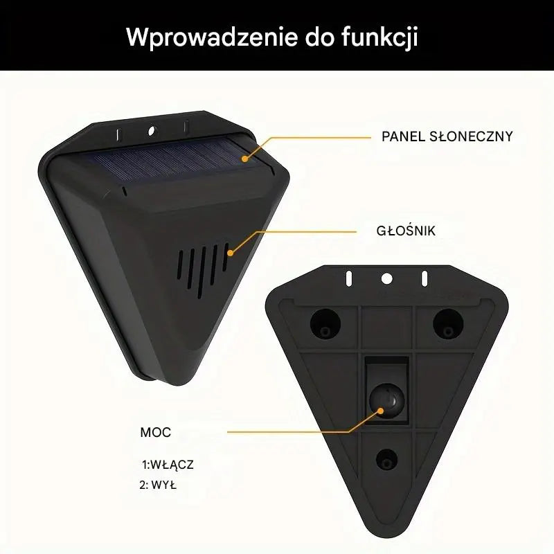 📣Uniwersalny alarm dźwiękowy i świetlny odstraszający ptaki na energię słoneczną do sadów, stawów rybnych i pól ryżowych