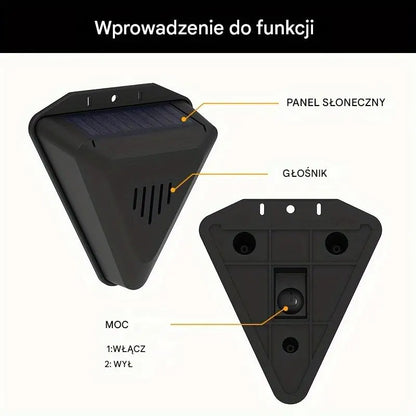 📣Uniwersalny alarm dźwiękowy i świetlny odstraszający ptaki na energię słoneczną do sadów, stawów rybnych i pól ryżowych