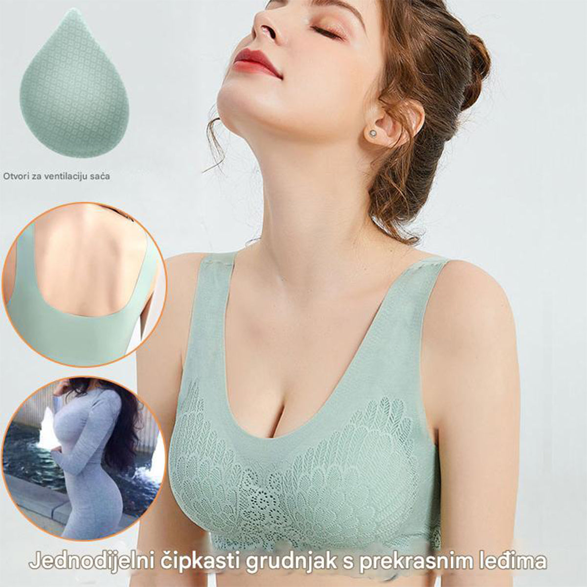 💖👙【M-4XL】🌹🛒【Set od 3 komada】2025. Novi poboljšani udoban čipkani grudnjak u velikim veličinama. (Bešavne, oblikujuće, s antiskliznim naramenicama)