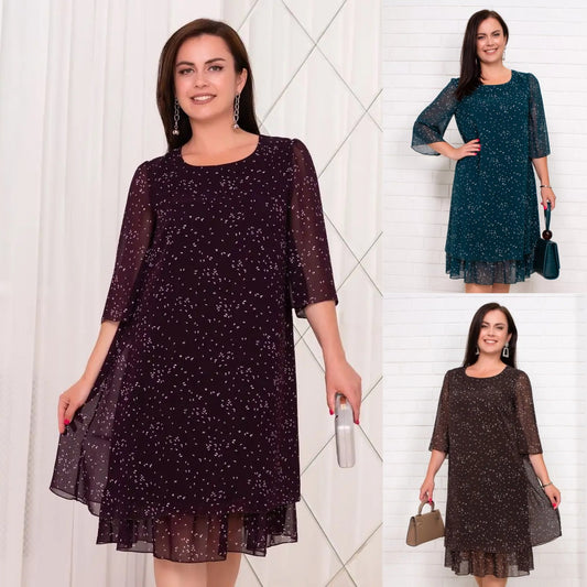 ✨【Vânzare excelentă🔥】【S-3XL】❤️Rochie elegantă cu imprimeu din dantelă, la modă, de vară 2025