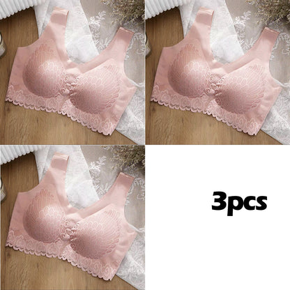 💖👙【M-4XL】🌹🛒【Set od 3 komada】2025. Novi poboljšani udoban čipkani grudnjak u velikim veličinama. (Bešavne, oblikujuće, s antiskliznim naramenicama)