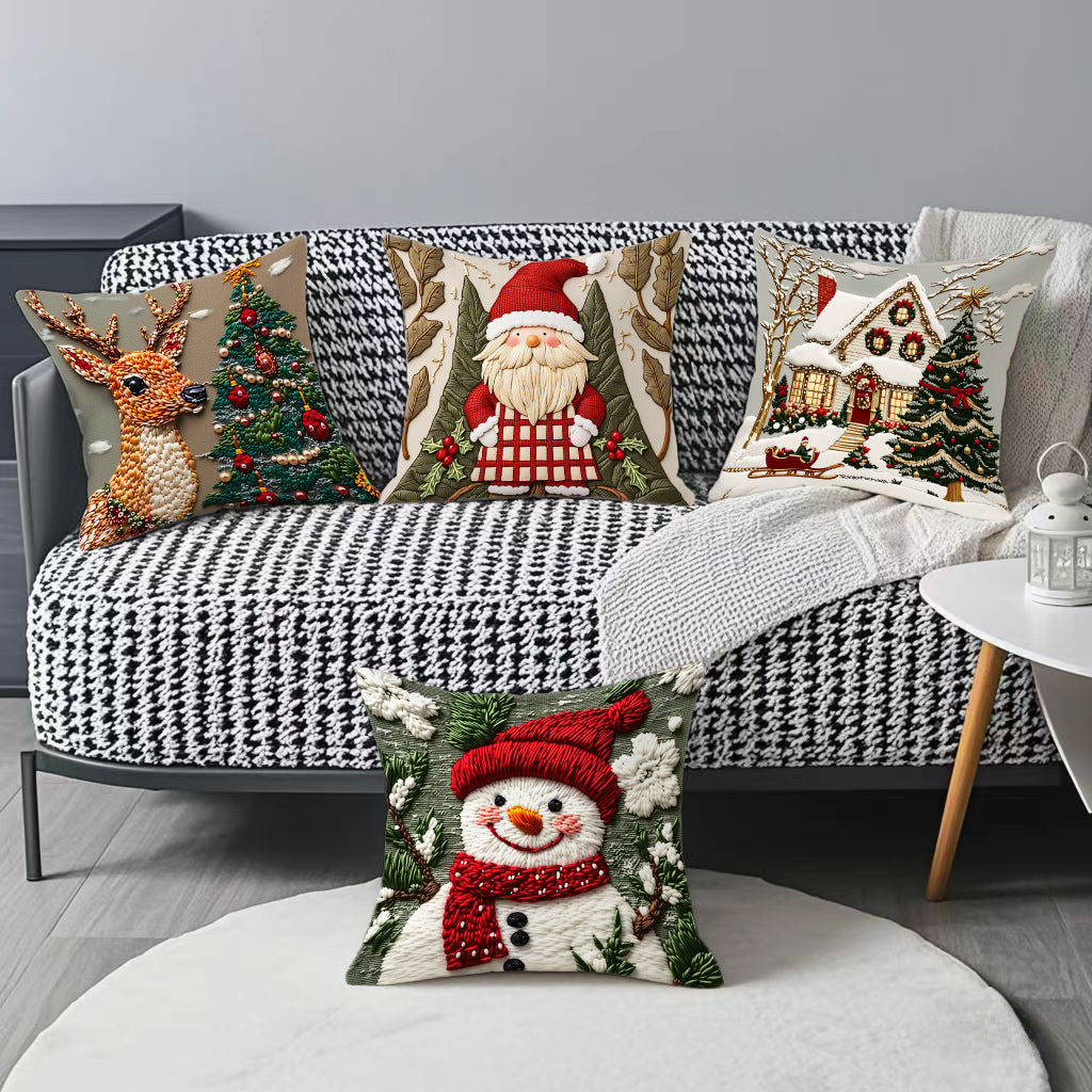 🔥【Zestaw 4 sztuk】🎄Poszewki na poduszki z motywem świątecznym