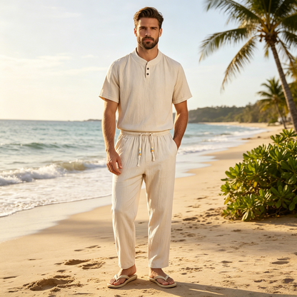 🔥【M-5XL】【Majica + hlače】Novi modni ležeran muški dvodijelni set, široki kroj✅Plaćanje pouzećem