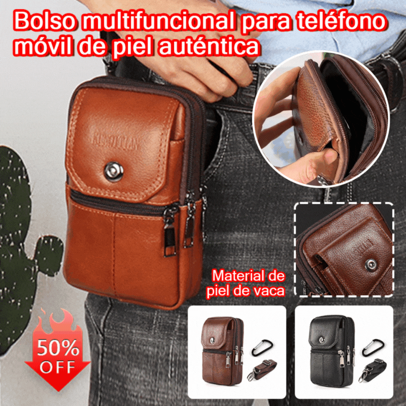 🔥🔥Bolso portátil para teléfono con diseño híbrido (crossbody y bandolera) para hombre
