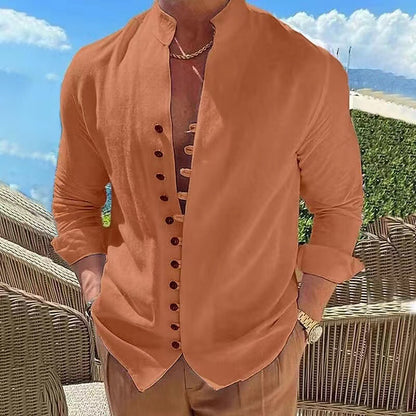 🌈👔【50% zniżki 🔥】【S-3XL】😍Nowa kolekcja 2025, plus size męska koszula z bawełny i lnu z guzikami, luźna koszula z długim rękawem