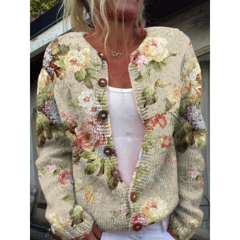 🌸🌸【50% popust】【S-5XL】Ženski kardigan z digitalnim potiskom v retro slogu