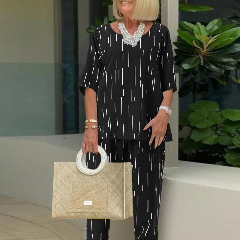 🔥✨【Mânecă scurtă + Pantaloni】👚👖【S-5XL】Costum de damă nou, de înaltă calitate, la modă, casual, confortabil, de vară 2025