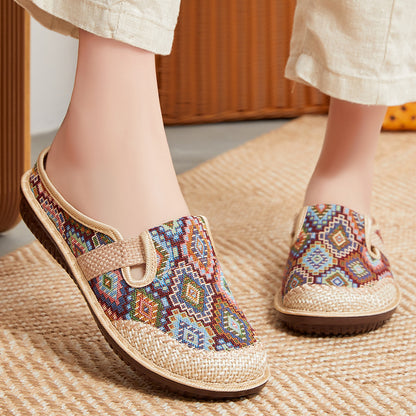 🥰💖【35-41】Kapcie damskie z miękką podeszwą z haftowanego lnu