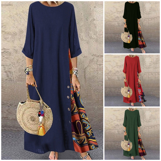 🌾【Vruća rasprodaja】💕[M-5XL] Nova lanena vintage haljina - mekana i udobna