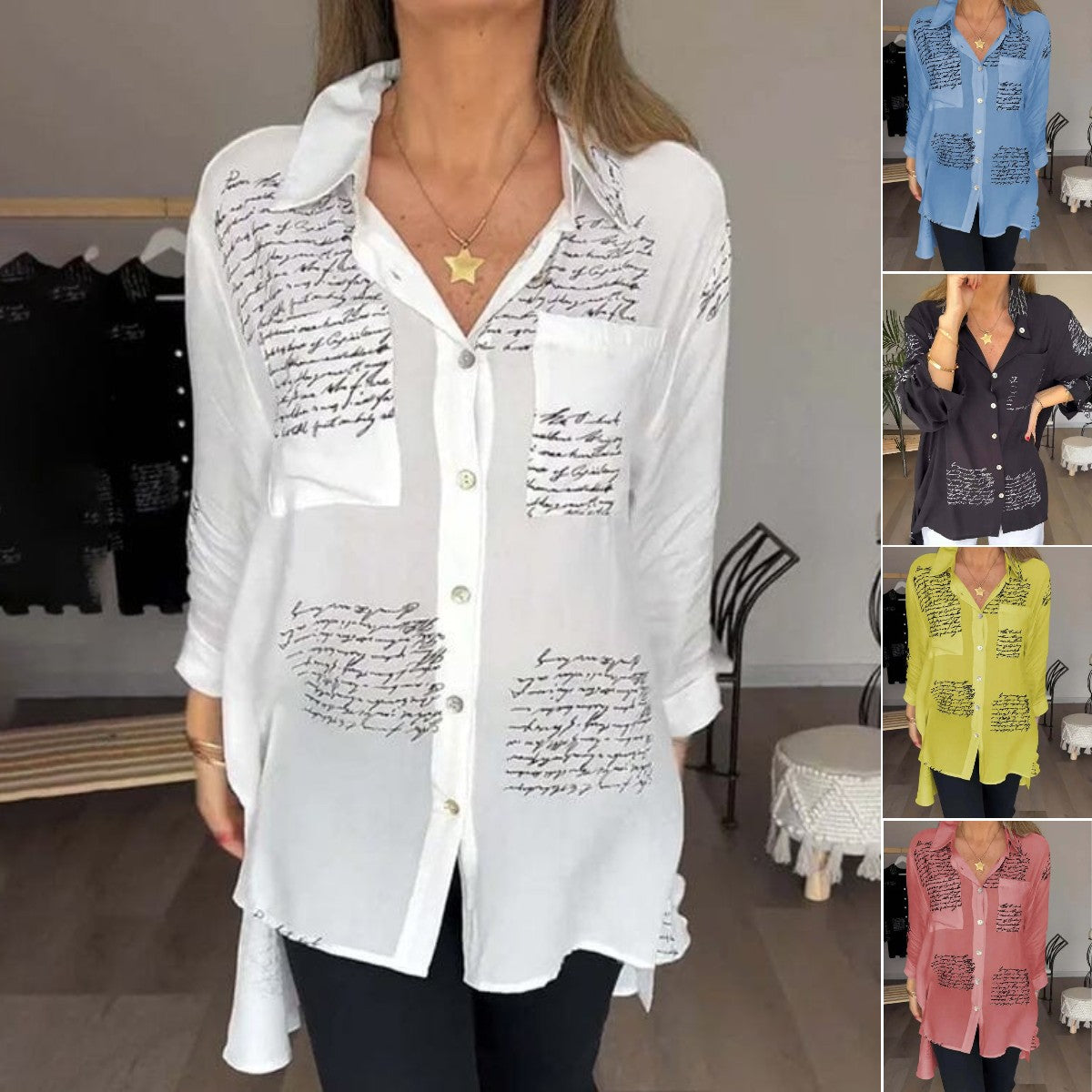 🎁Modna srajca s potiskom črk