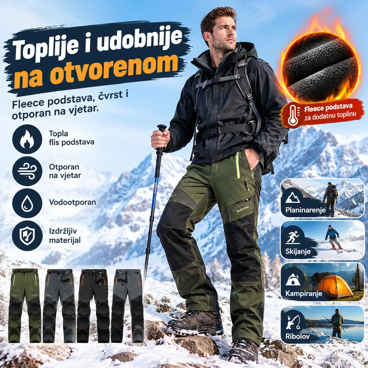🏃‍♂️【S–5XL】2026 Nove muške vanjske hlače za jesen i zimu – tople, flisane, vodootporne i vjetrootporne