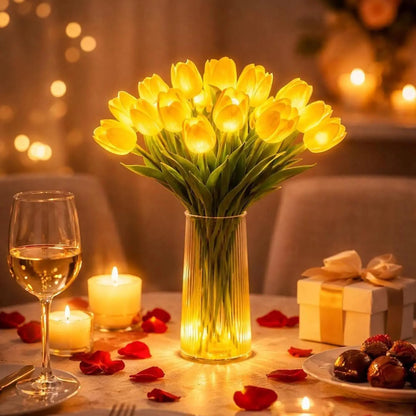 🌷🌷Romantična noćna svjetiljka s 15 tulipana i svjetlucavim LED cvjetovima koji ne blijede
