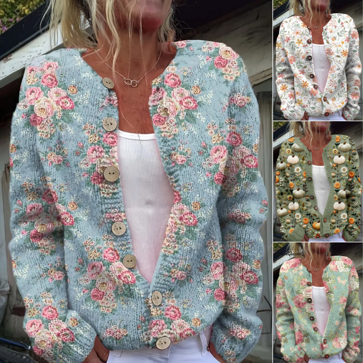 🌸🌸【50% popust】【S-5XL】Ženski kardigan z digitalnim potiskom v retro slogu