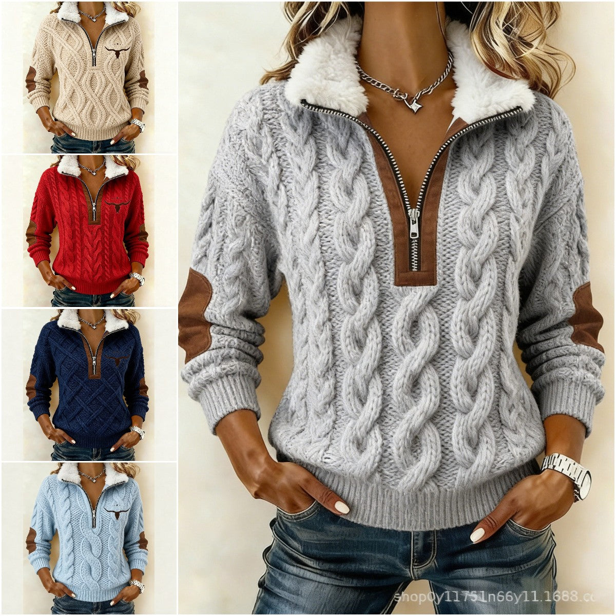 Časovno omejeno presenečenje: 50 % popust!🔥🔥 Pulover z dolgimi rokavi in puhastim kardiganom