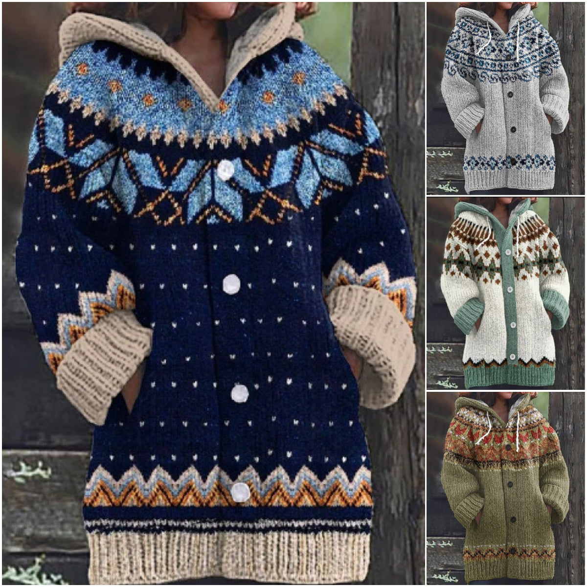 🔥【S~5XL】✨2025 Jesień/Zima Nowa Elegancka Kolorowa Kurtka z Kapturem Retro