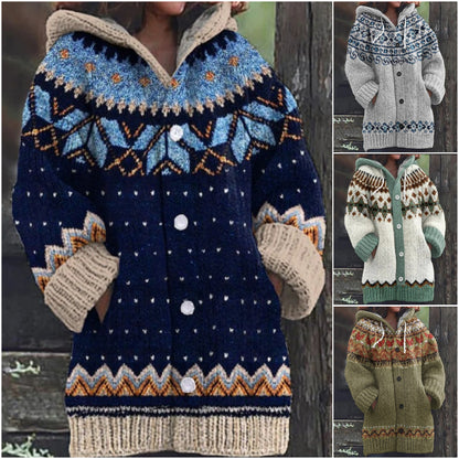 🔥【S~5XL】✨2025 Jesień/Zima Nowa Elegancka Kolorowa Kurtka z Kapturem Retro