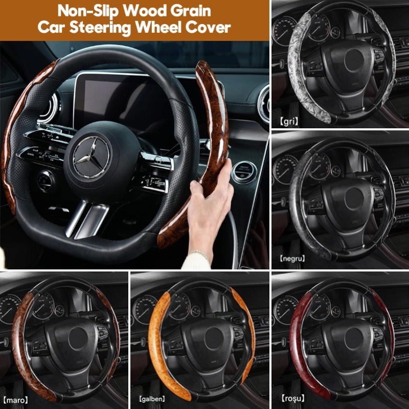 🚗[Αγοράστε ένα, πάρτε δύο δωρεάν] Αντιολισθητικό κάλυμμα τιμονιού αυτοκινήτου από ξύλο