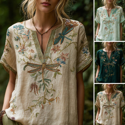 👚【S-5XL】Camiseta moderna de mujer con cuello en V y estampado, corte holgado