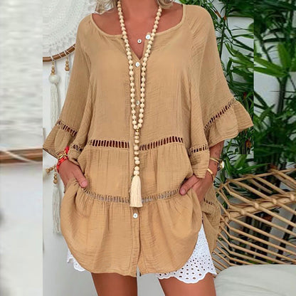 🔥【S-5XL】2025 noua rochie cu decolteu in V din bumbac si in