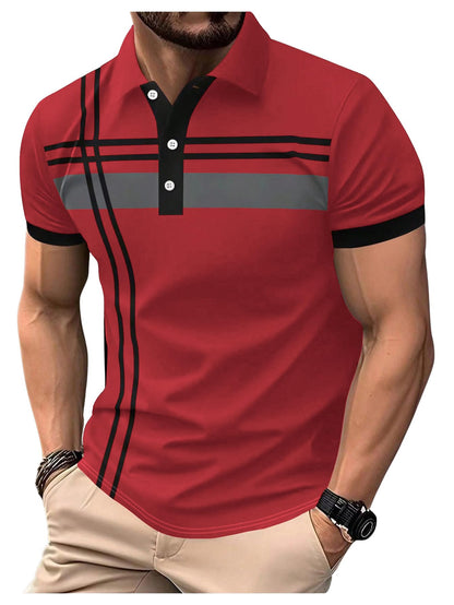 【🔥Posebna ponuda】👕‍♂️ Muška elegantna polo majica s reverom - Rafinirane pruge, moderan dizajn