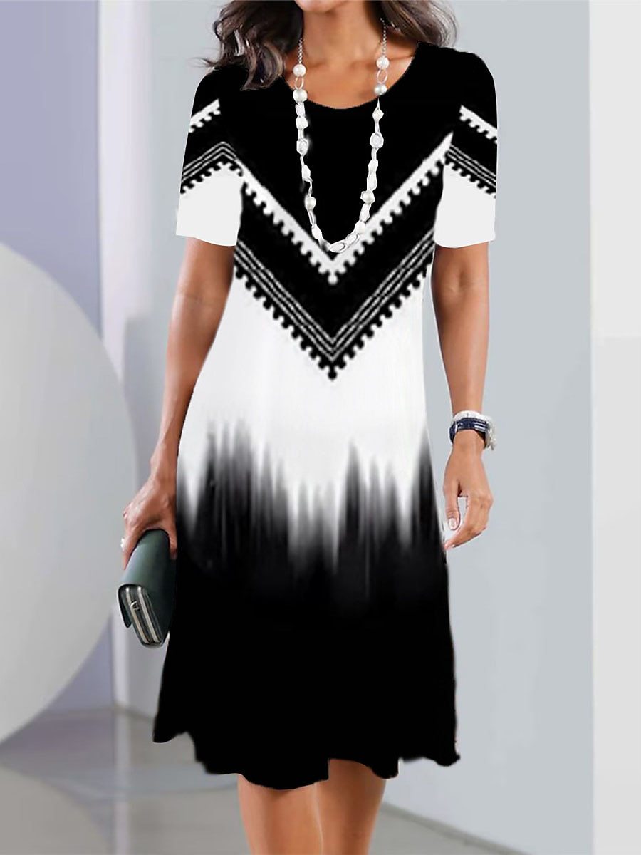 ✨👗【XS-5XL】2025 nova plus size ženska haljina s printom i okruglim izrezom, ležerna i prozračna.