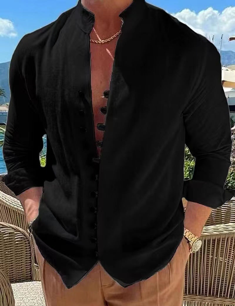 🌈👔【50% zniżki 🔥】【S-3XL】😍Nowa kolekcja 2025, plus size męska koszula z bawełny i lnu z guzikami, luźna koszula z długim rękawem