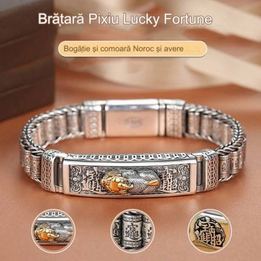👑 Modă bărbătească | Brățară Pixiu din Argint 925 💎 Amuletă Norocoasă și Elegantă