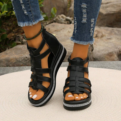 🔥👍【36-42】2026 Nuevas sandalias romanas elegantes de cuero suave para mujer con suela gruesa