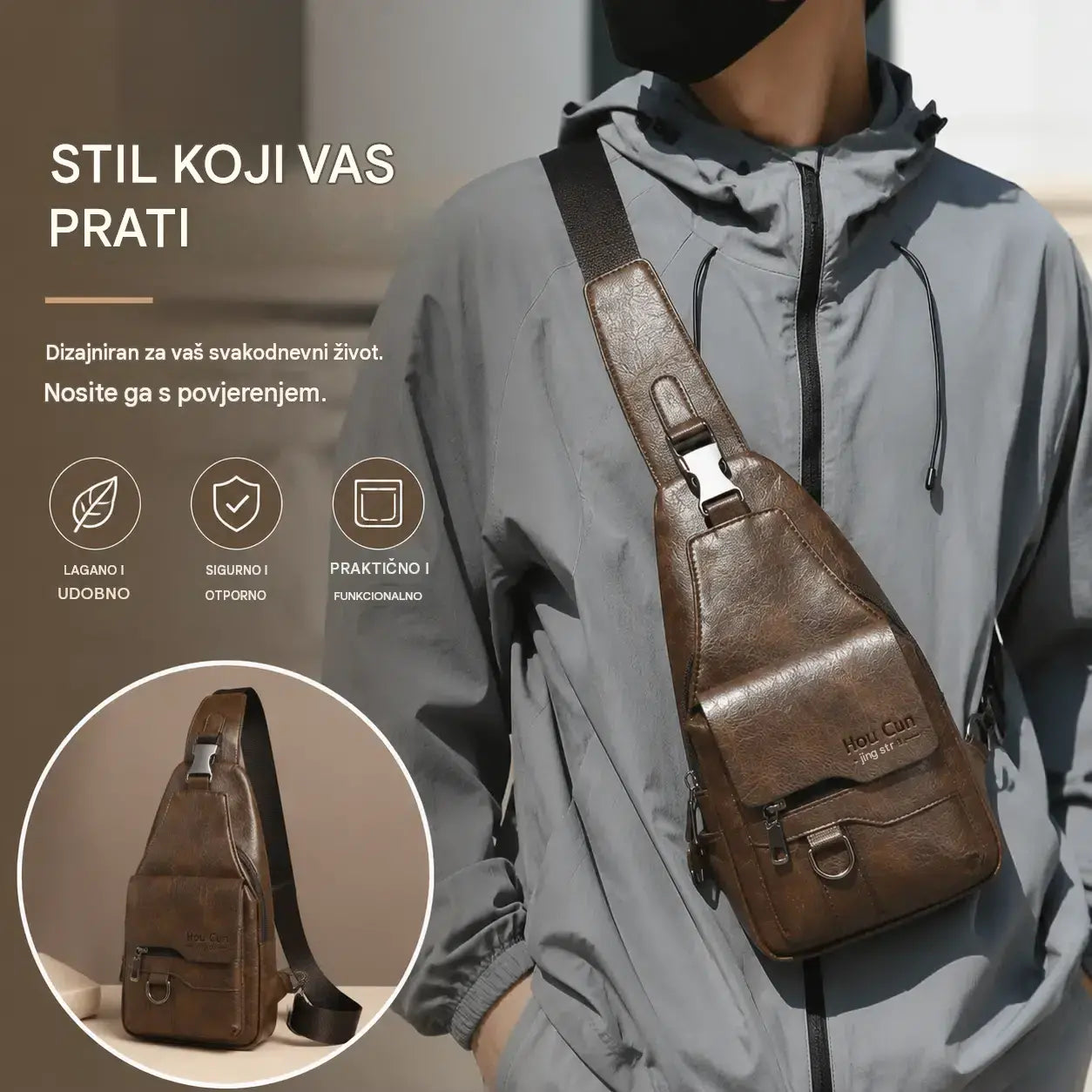 🎒 Vodootporna torba za rame od prave kože u retro stilu: neophodan predmet za svakodnevno putovanje na posao.