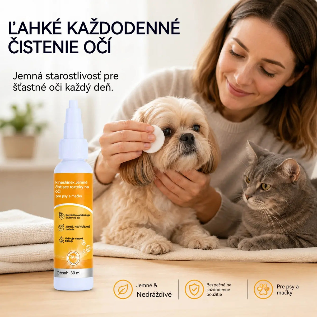 【Kúp 1, získaj 1 zadarmo】🐱🐶Jemné vyživujúce kvapky na odstraňovanie škvŕn z očí domácich zvierat