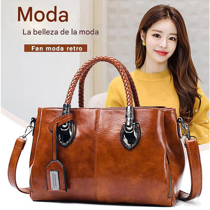 🔥✨【50% de descuento🔥】Bolso vintage de piel auténtica para mujer, bolso de hombro de piel auténtica suave