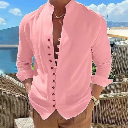 🌈👔【50% popusta🔥】【S-3XL】😍Novo u ponudi 2026., muška pamučno-lanena košulja na kopčanje, plus veličina, široka košulja dugih rukava