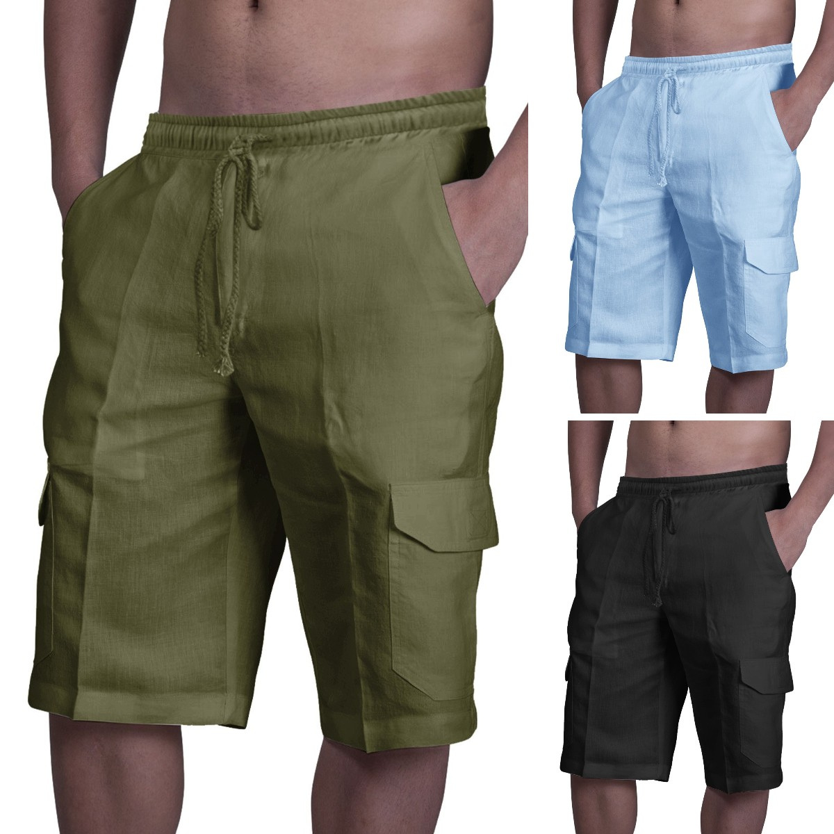 👖⛵ 50% popusta 🔥【50–100 kg】Muške lanene cargo hlače s vezicama i više džepova ✅️Plaćanje pouzećem