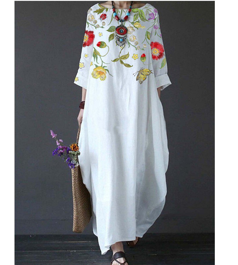 【S-5XL】Rochie cu imprimeu lejer