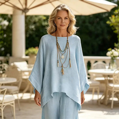 Komplet od lana i pamuka: predimenzionirana košulja i široke hlače, minimalistički i cool stil, veličine S-3XL