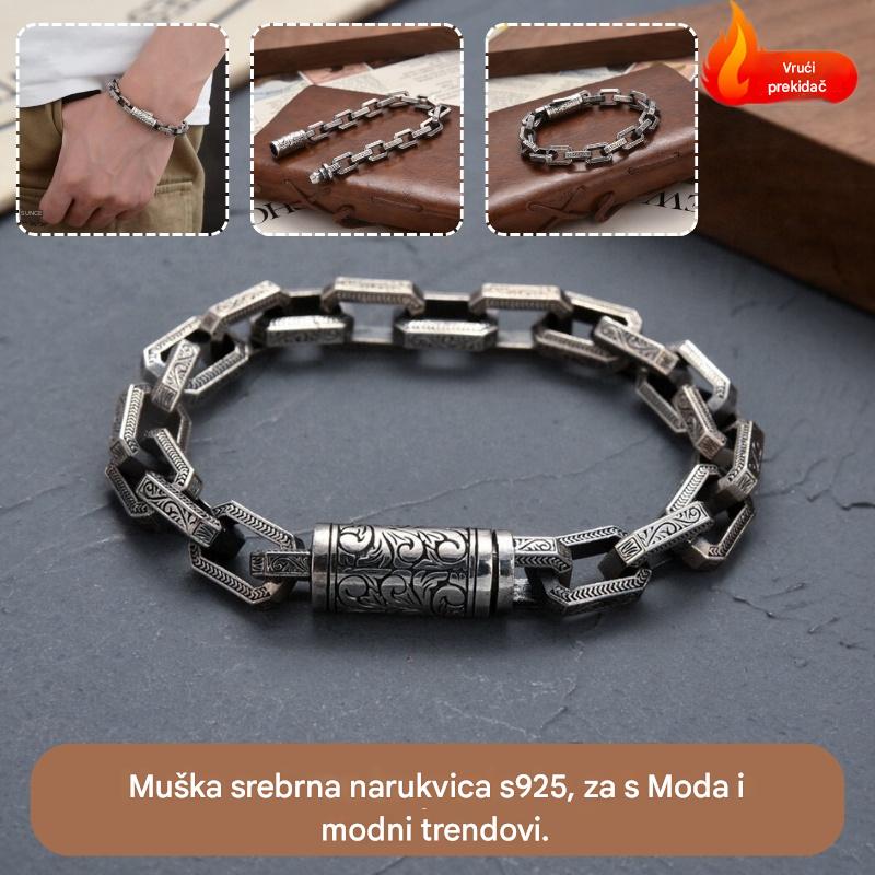 🔥Muška narukvica od uvijenih perli od srebra 925, moderan stil, otporna na habanje i ne blijedi