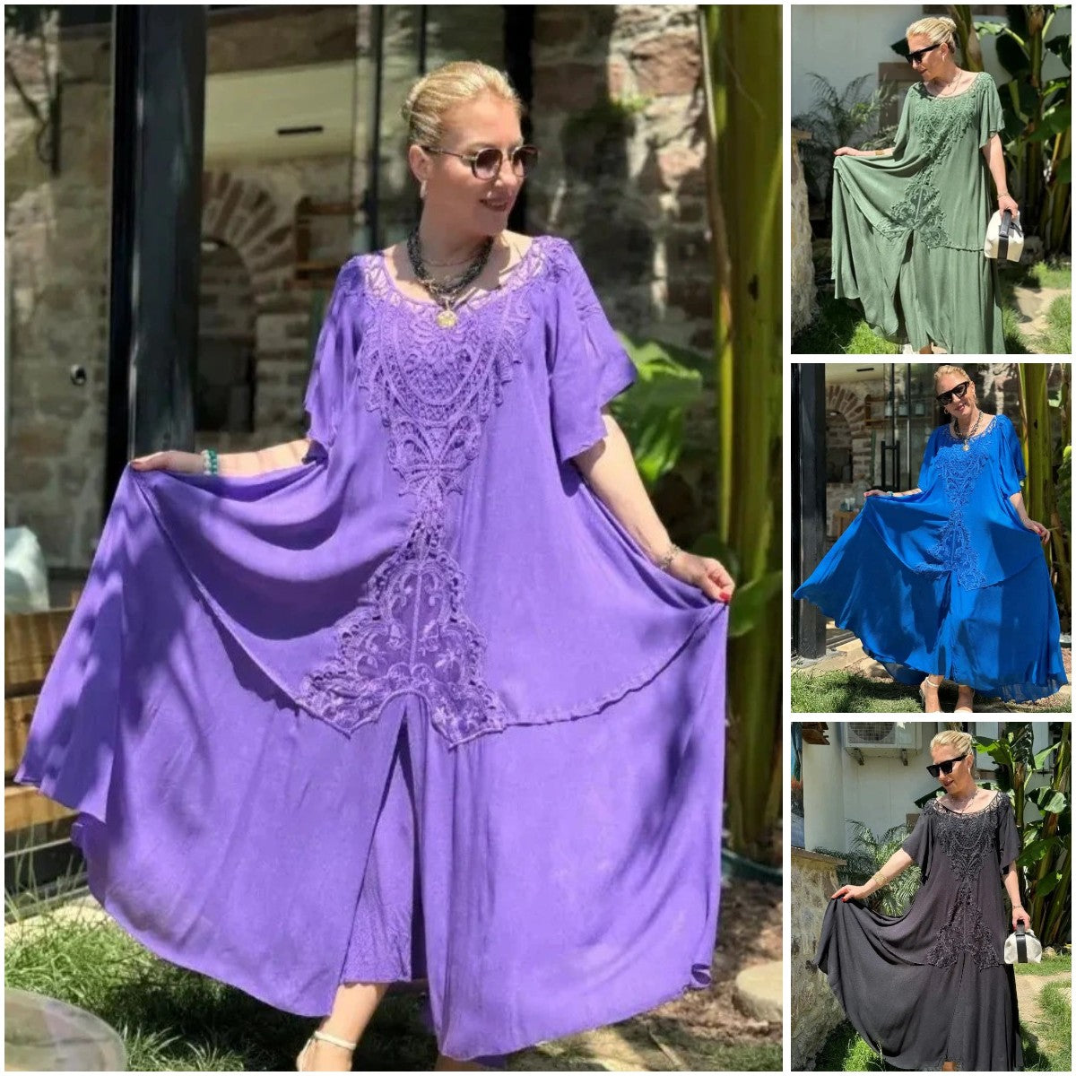 👗2025 Rochie largi de marime mare pentru femei brodate din dantela [S-5XL]