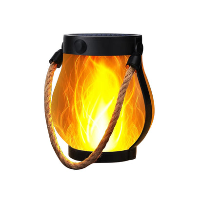 Solarna lampa s plamenom, lampion od konoplje, ukras za vrtno dvorište
