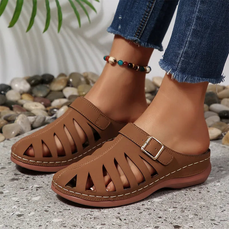 👡 Ljetne klompe od prave kravlje kože – izrezan dizajn s čičkom, anatomski potplat protiv umora, 5 boja, veličine 36-43! ☀️✨