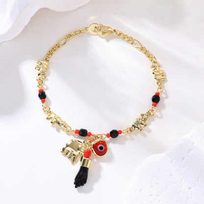 📿 VREMENSKI OGRANIČENA PONUDA 50% POPUSTA! 🌀 Boho narukvica s amuletima i sretnim slonom - simbolični privjesci, podesivi oblik, pozlata i 7 stilova ✨